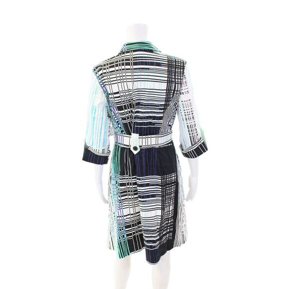 Anni Kuan Womens Striped Button Down Belted Dress Multi Colored Size 10 - Picture 3 of 6